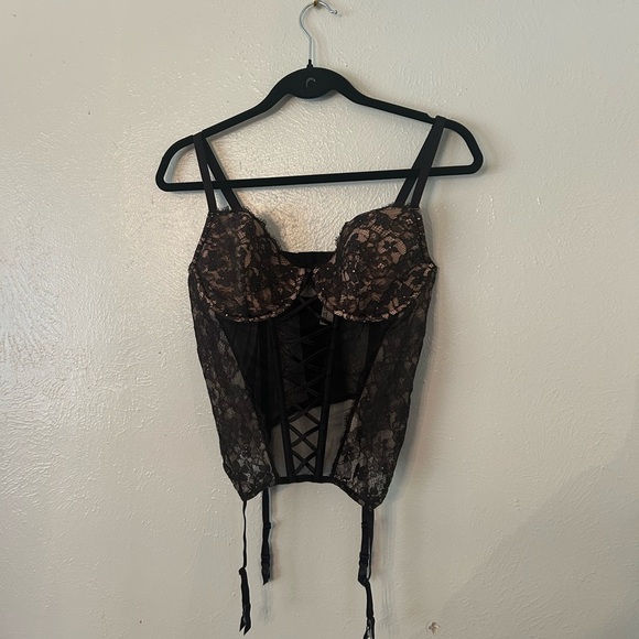 Victorias Secret Black Lace & Mesh Bustier Top - Picture 2 of 6